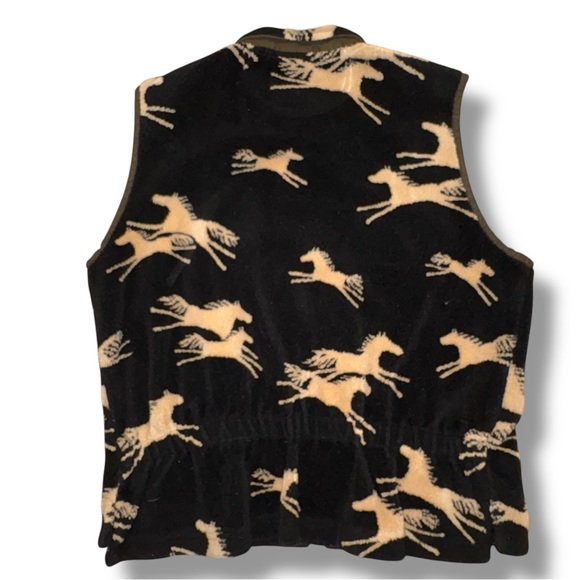 Tsunami Fleece Horse Vest Vintage 90s, Black, Gorpcore, Casual Western Rodeo EUC - Picture 2 of 9